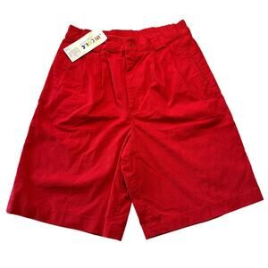VTG Deadstock In Colors Red Corduroy Pleated Bermuda Shorts Women's Size 12